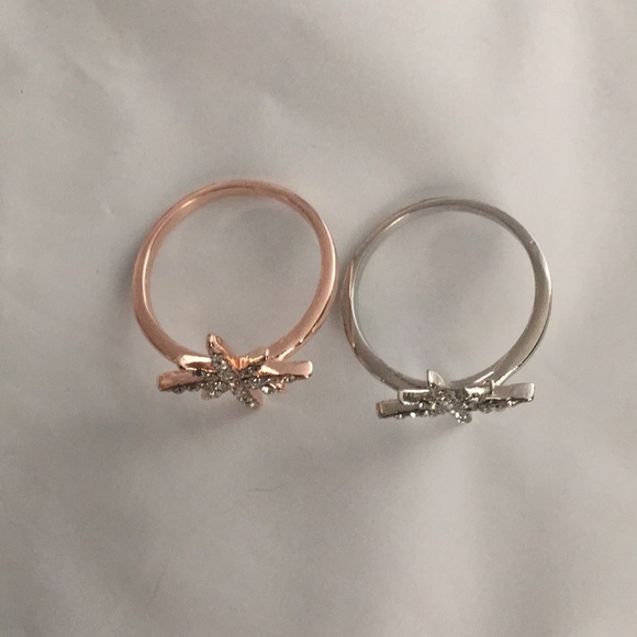 Buy 2 get FREE SHIPPING ** Starburst Rhinestone Ring Size 8 Rose Goldtone - Picture 8 of 8